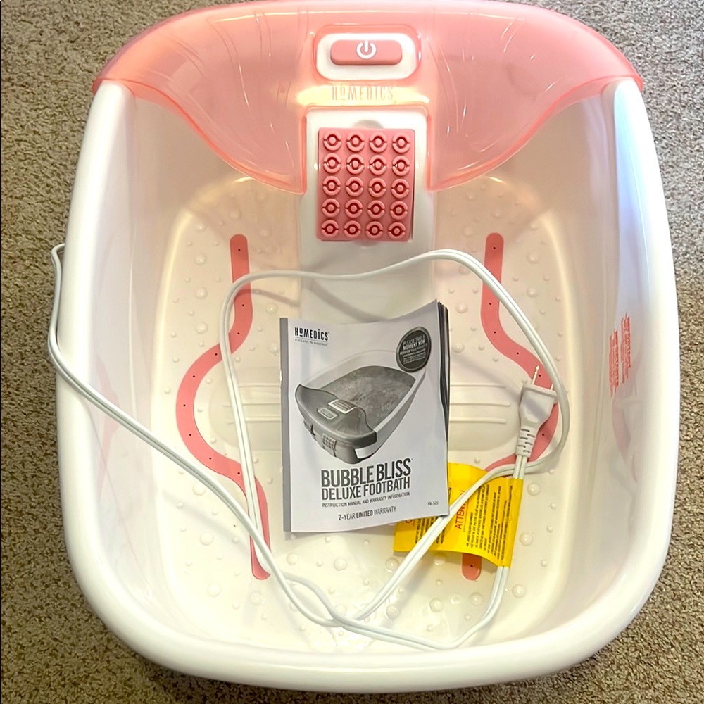 Homedics Pink and White Bubble Bliss Deluxe Foot Bath